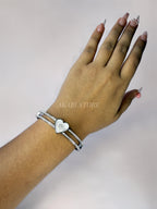 Brazalete Acero Inoxidable con Corazón y Bisagras