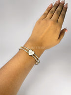 Brazalete Acero Inoxidable con Corazón y Bisagras