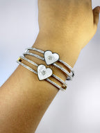 Brazalete Acero Inoxidable con Corazón y Bisagras