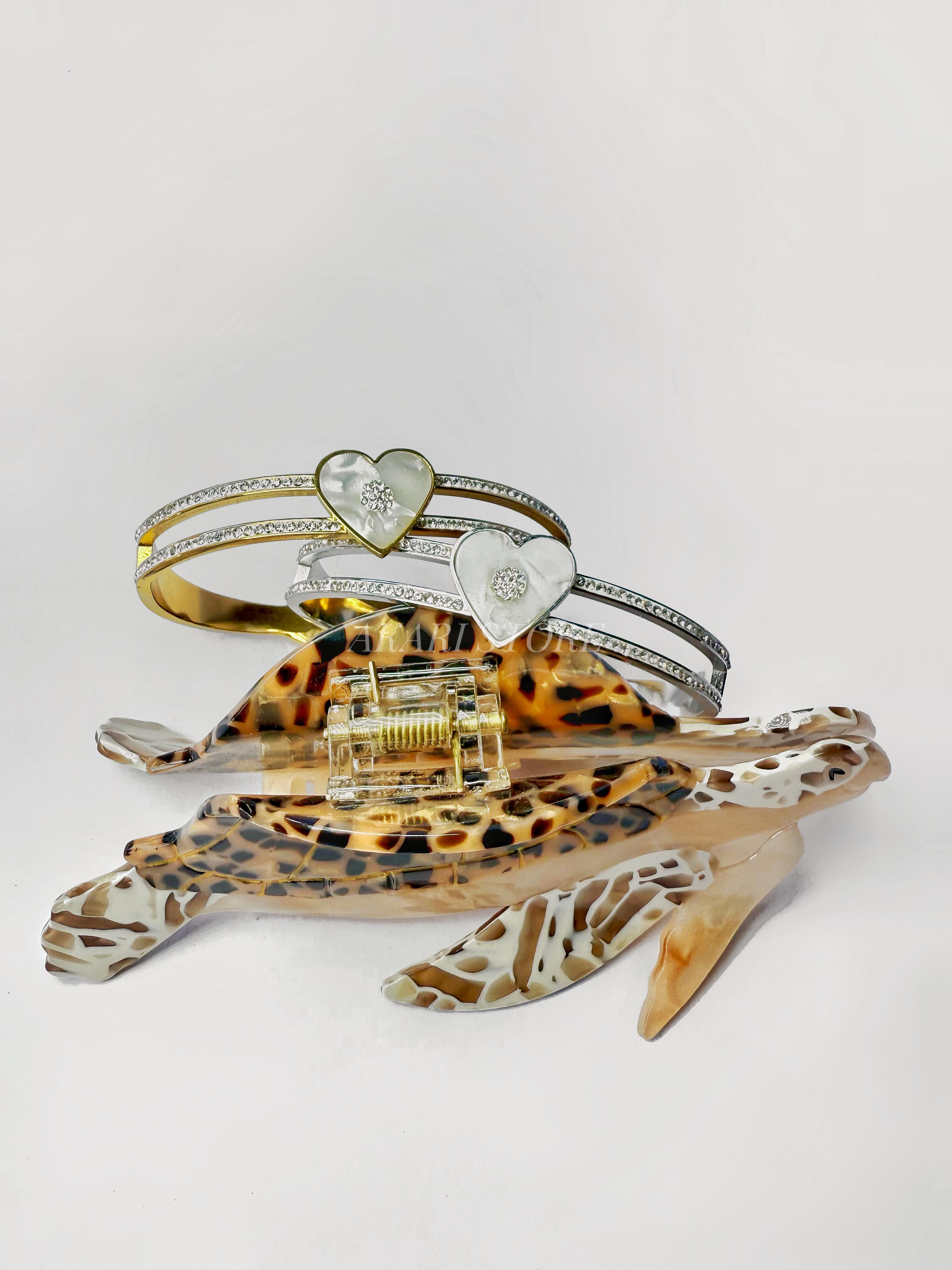 Brazalete Acero Inoxidable con Corazón y Bisagras