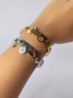 Brazalete de Acero Inoxidable con Luna, Ojo, Estrella