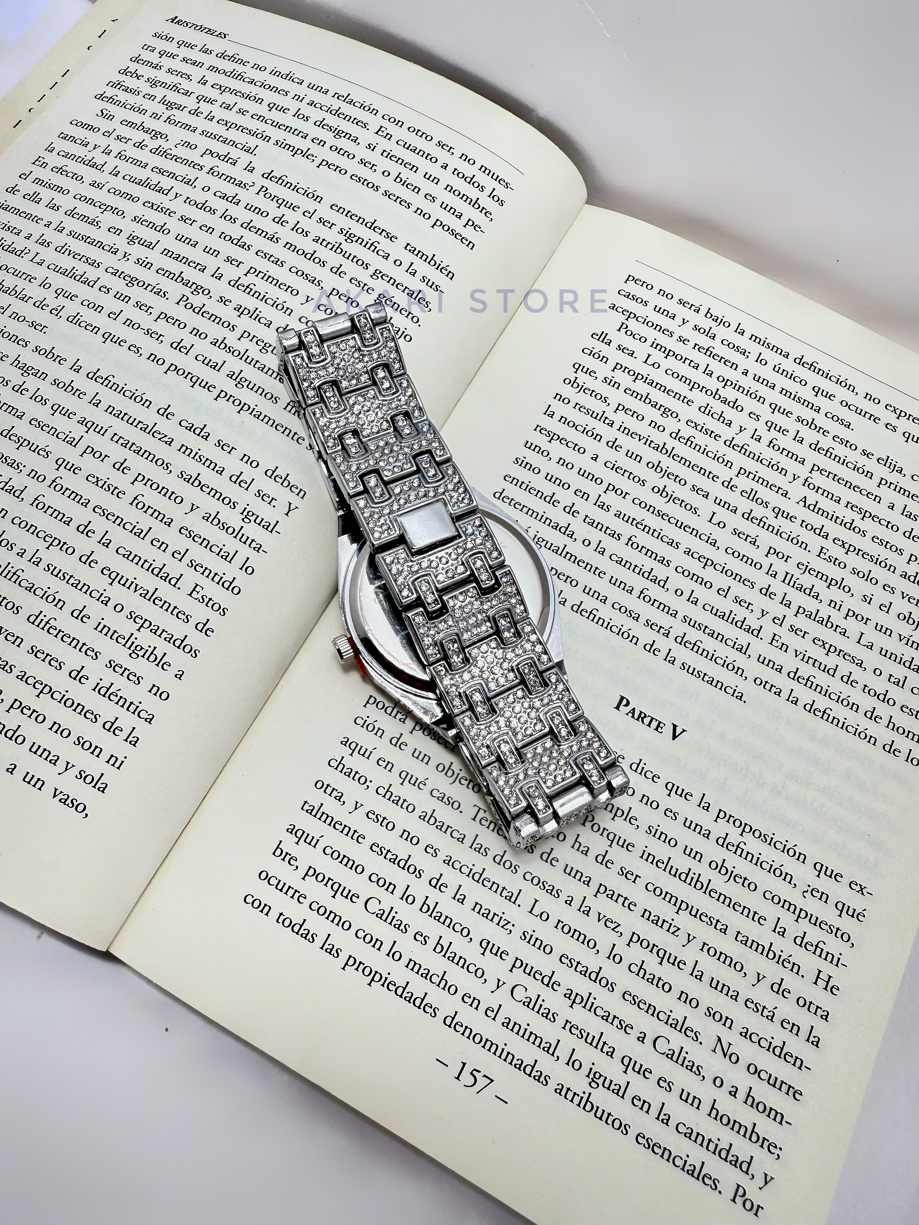 Reloj De  Lujo Con brillos Plateado