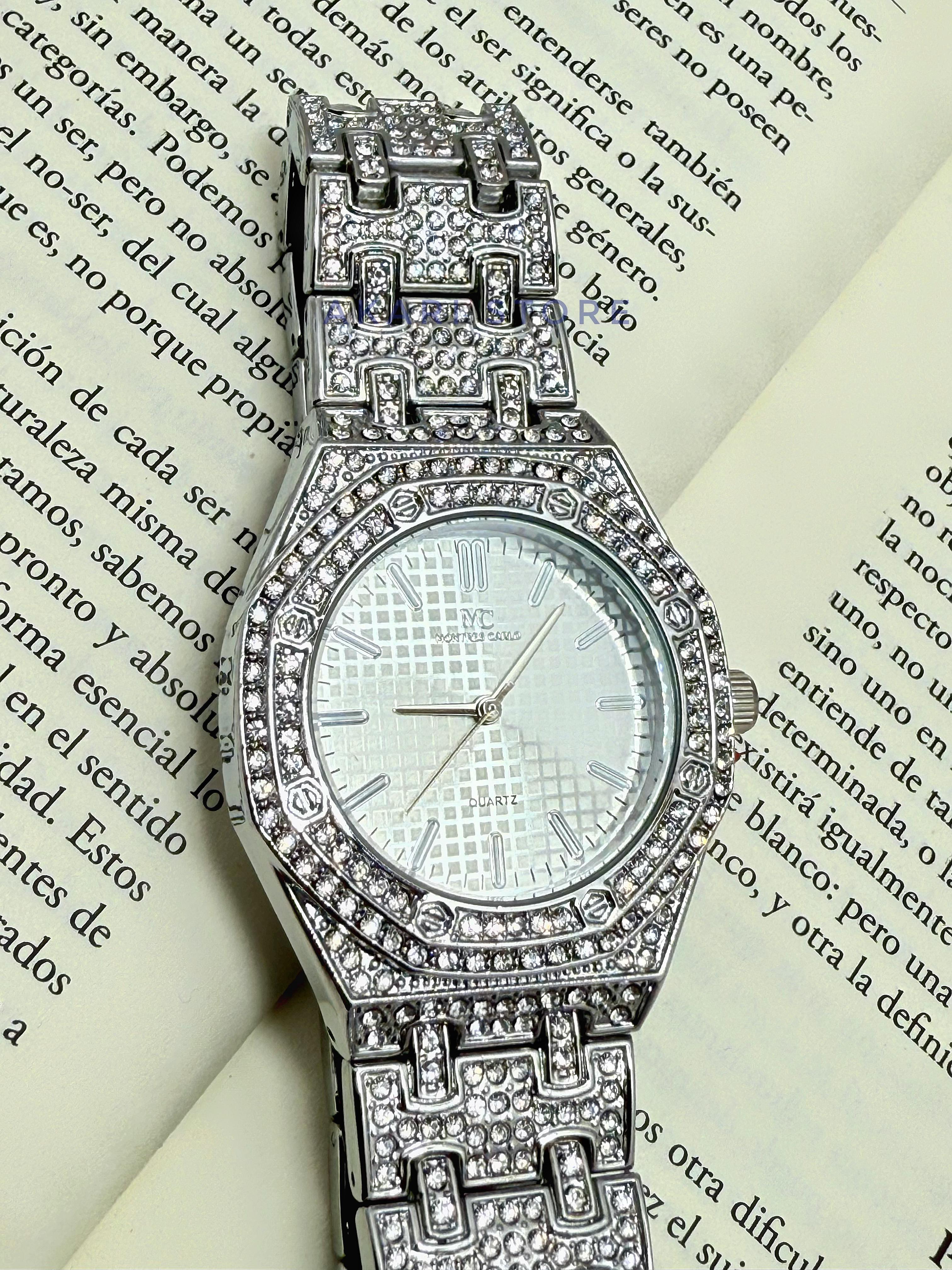 Reloj De  Lujo Con brillos Plateado