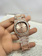 Reloj De  Lujo Con brillos Oro Rosa