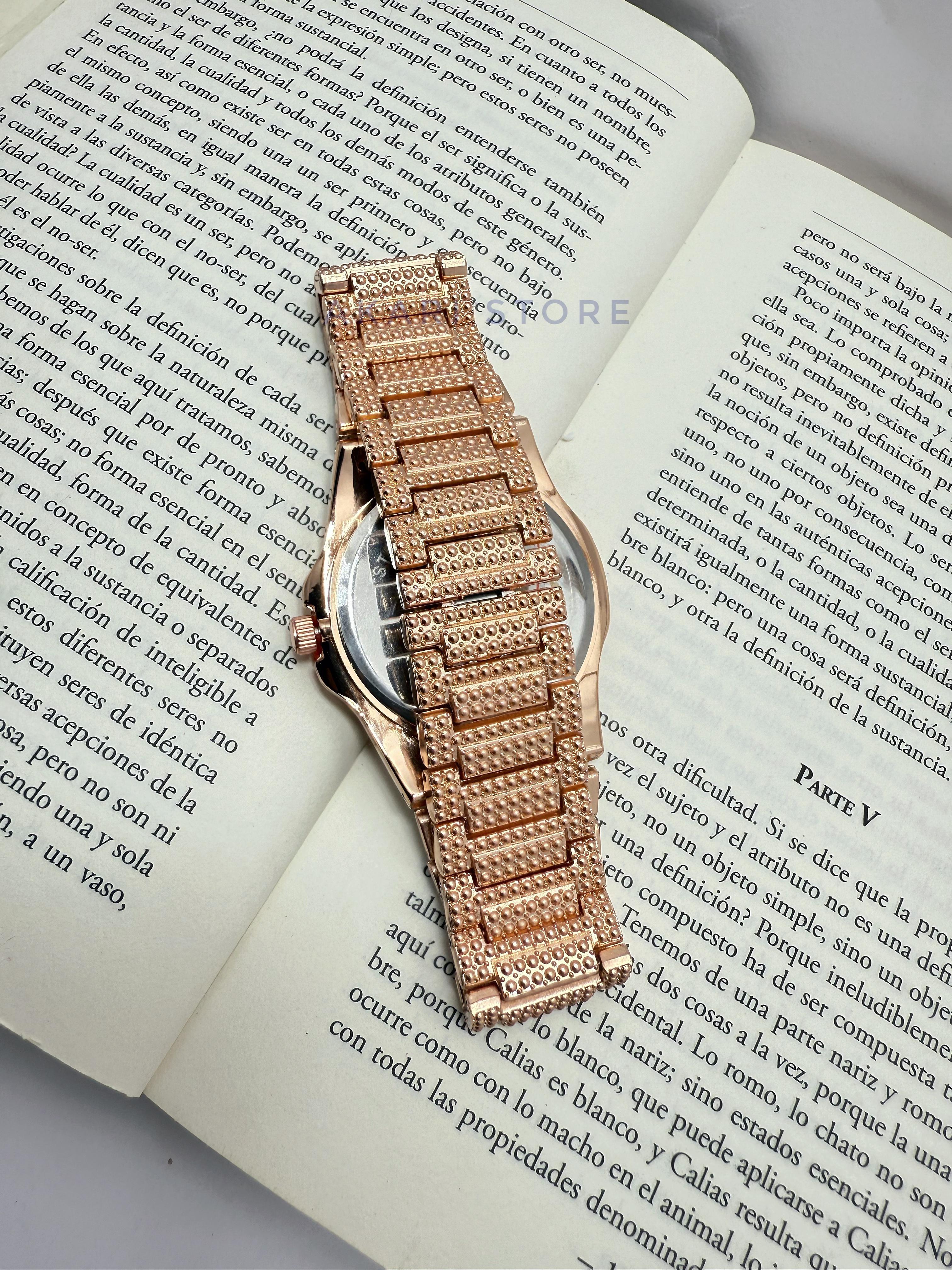 Reloj De  Lujo Con brillos Oro Rosa