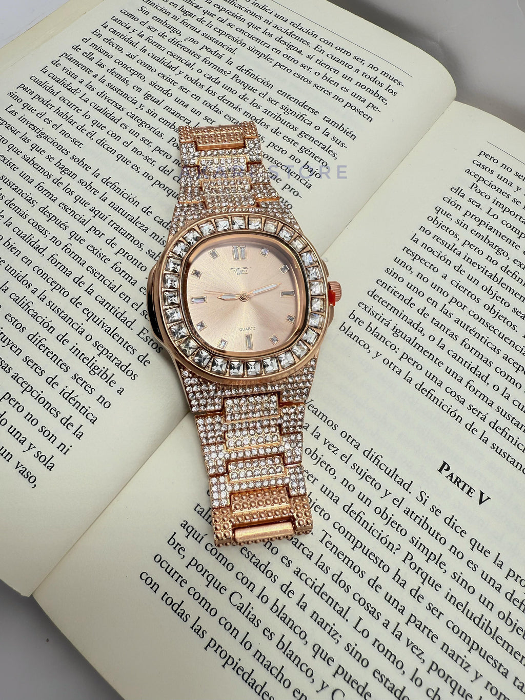 Reloj De  Lujo Con brillos Oro Rosa