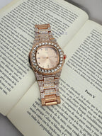 Reloj De  Lujo Con brillos Oro Rosa