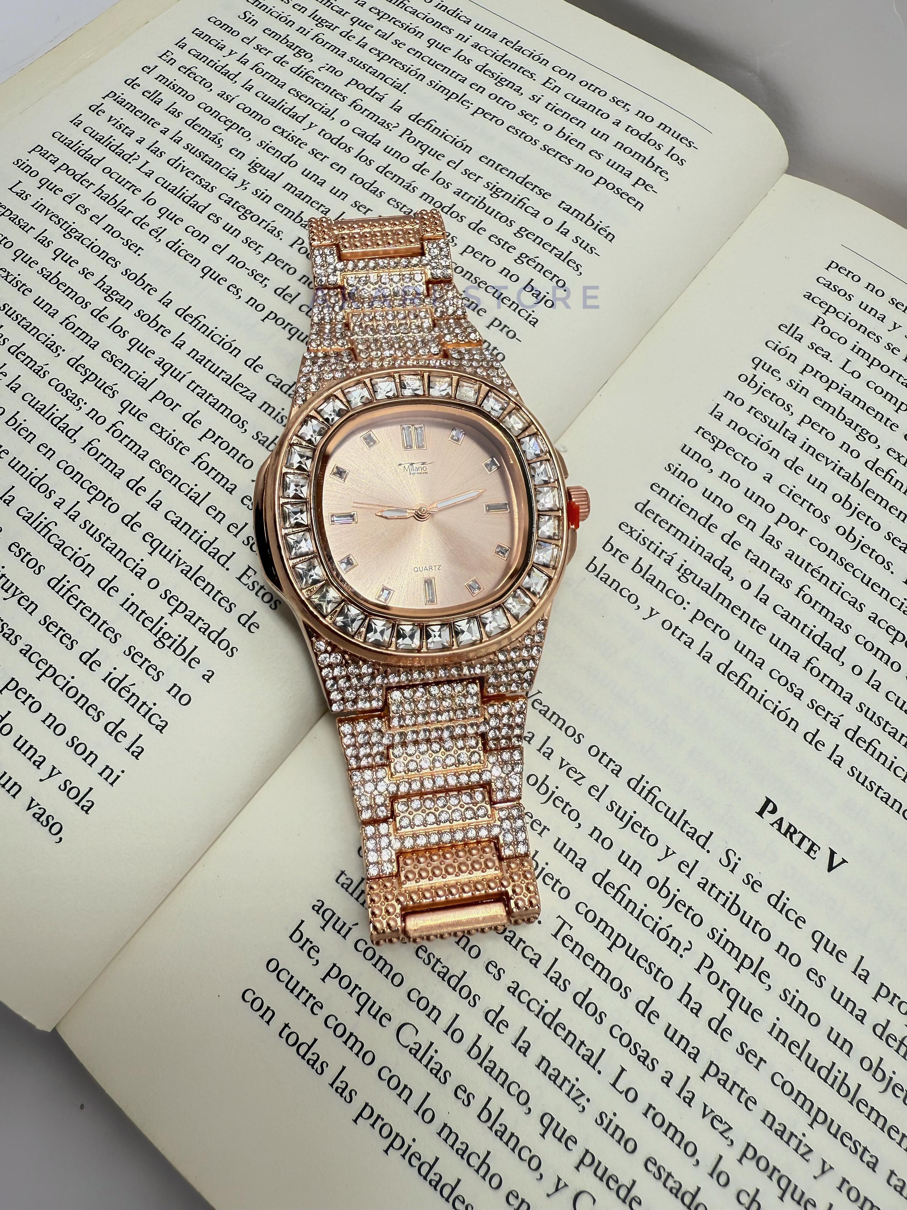 Reloj De  Lujo Con brillos Oro Rosa