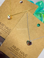 Cadena Dije de Corazón con Tachuelas de Arcoíris