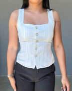 Chaleco rayado cuello cuadrado