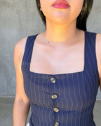 Chaleco rayado cuello cuadrado