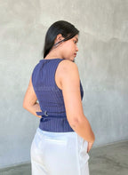 Chaleco rayado cuello cuadrado