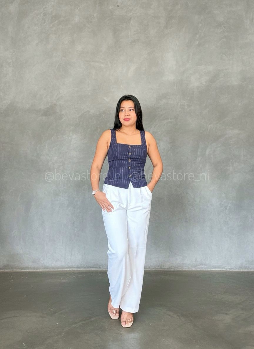 Look pantalón blanco de vestir Wide Leg