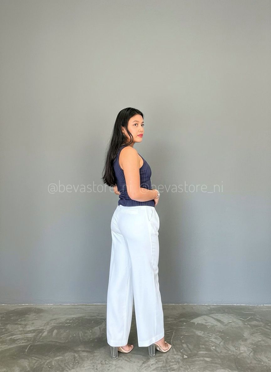 Look pantalón blanco de vestir Wide Leg