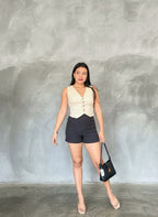 Looks chaleco rayado beige