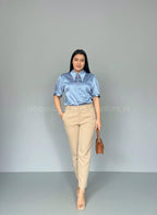 Looks de pantalón de vestir beige wide leg