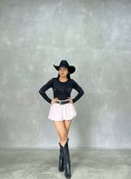 Looks BodySuit manga larga cuello redondo negro