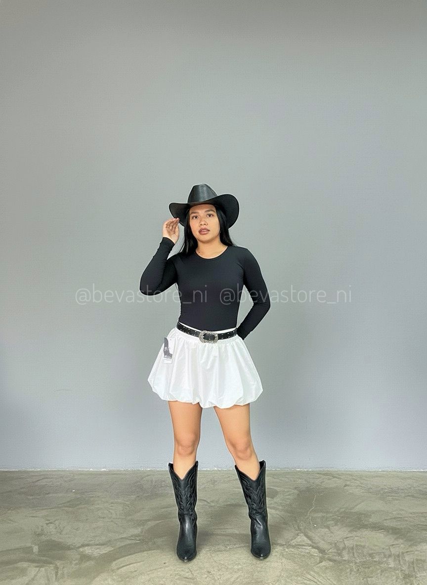 Looks BodySuit manga larga cuello redondo negro