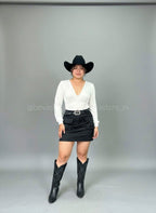 Looks bodysuit manga larga cuello en V blanco