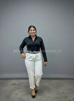 Pantalón de vestir de rayas con cinturón