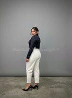 Pantalón de vestir de rayas con cinturón