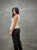 Looks chaleco blanco de lino