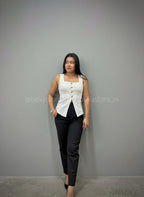 Looks chaleco blanco de lino