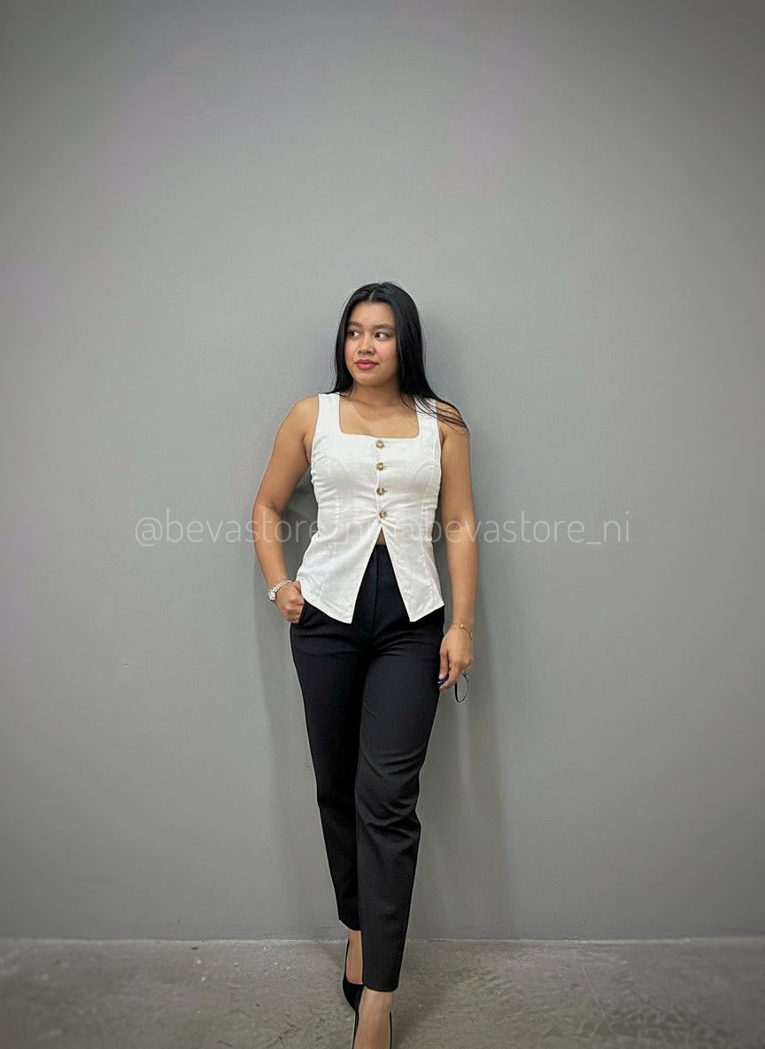 Looks chaleco blanco de lino