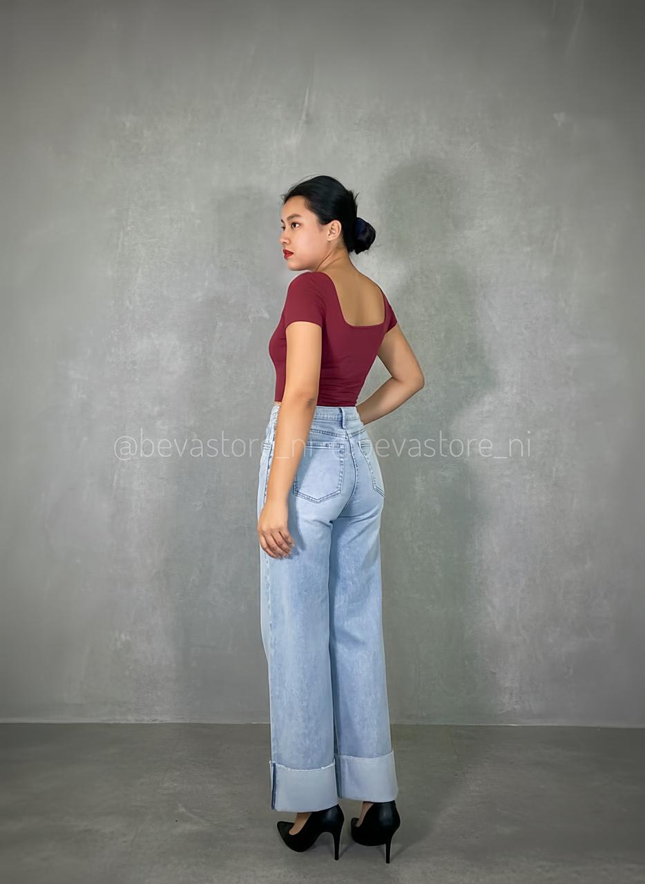 Looks BodySuit cuello cuadrado rojo vino