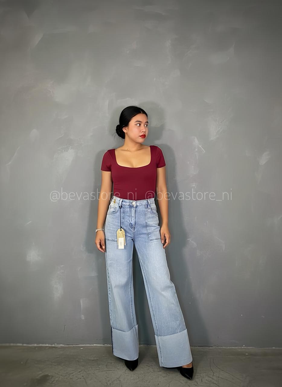 Looks BodySuit cuello cuadrado rojo vino