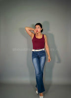 Looks bodySuit sin mangas rojo vino