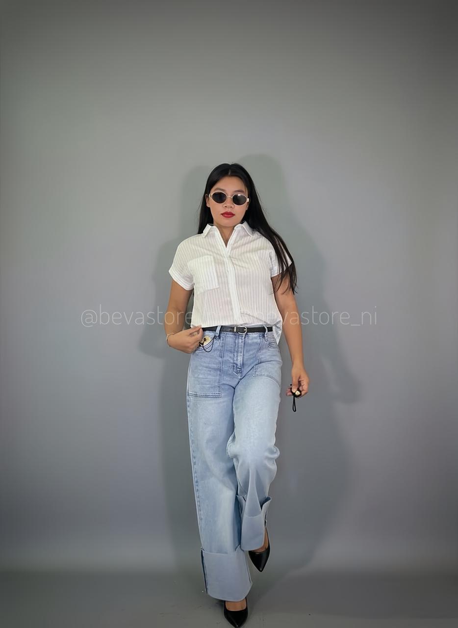 Looks blusa manga corta rayada