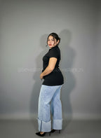 Blusa manga corta con botones y cinturón