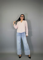 Blusa plisada de manga larga