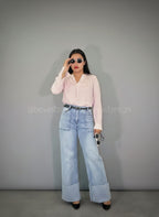 Blusa plisada de manga larga