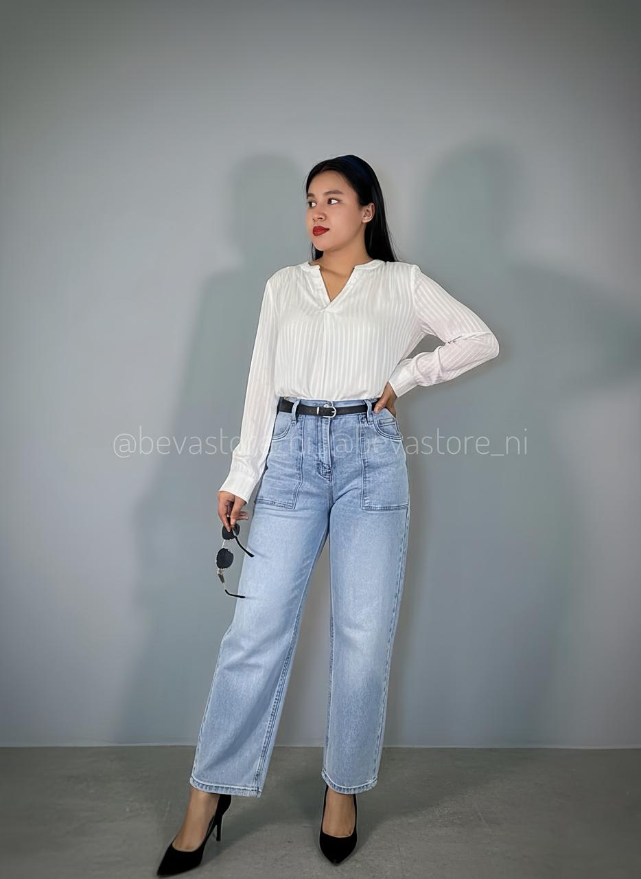 Blusa plisada de manga larga