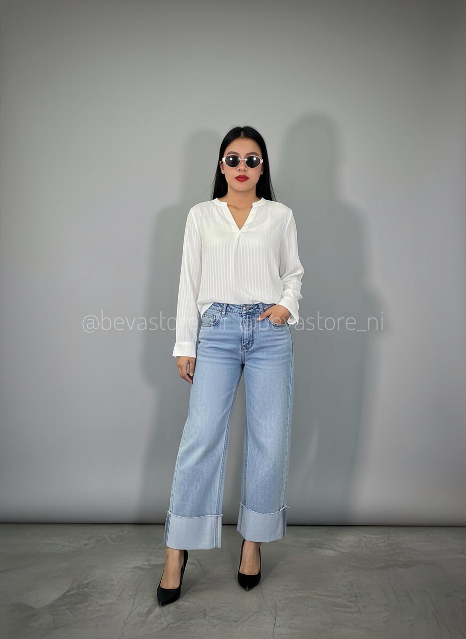 Blusa plisada de manga larga