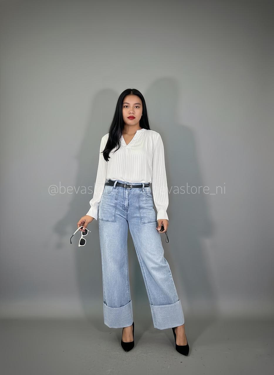 Blusa plisada de manga larga