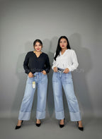 Looks blusa plisada manga larga