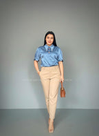 Blusa manga corta satinada