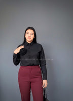 Camisa manga larga con rosa 3D