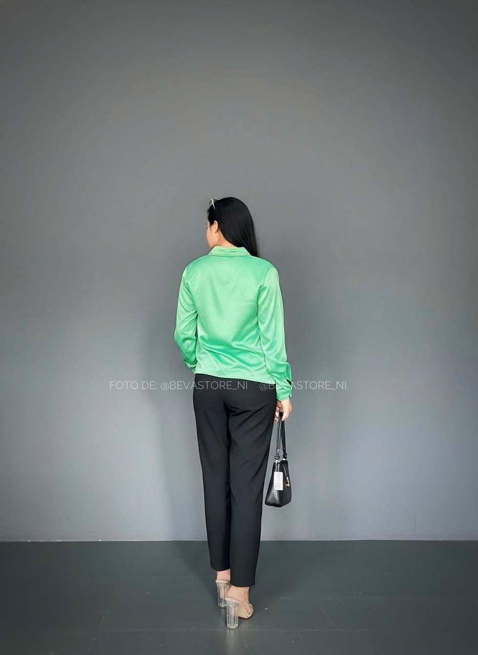 Camisa satinada manga larga