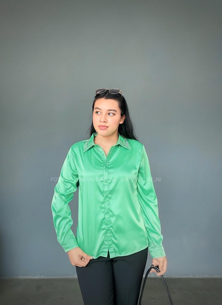 Camisa satinada manga larga