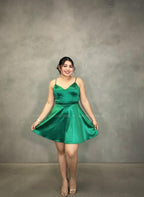 Vestido corto verde esmeralda