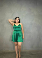 Vestido corto verde esmeralda