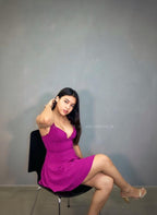 Vestido rosa maravilla con detalles dorado. City Triangles