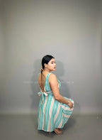 Vestido corto verde rayado