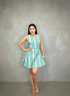 Vestido corto verde rayado