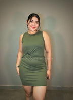 Vestido verde con recogido