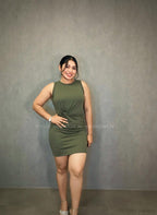 Vestido verde con recogido